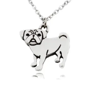 

New Vintage Colar Hippie Pug Long Necklace Boho Anime Dogs Pendant Best Friend Love Pet Necklaces For Women Men Jewelry Colar