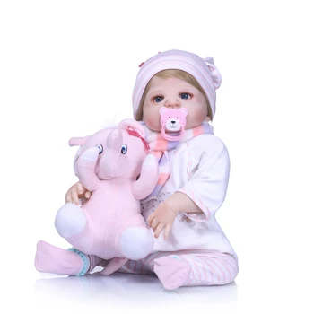 

Original NPK dolls pink elephant full silicone reborn baby dolls toy gifts 22"55cm Bebes reborn com corpo de silicone menina