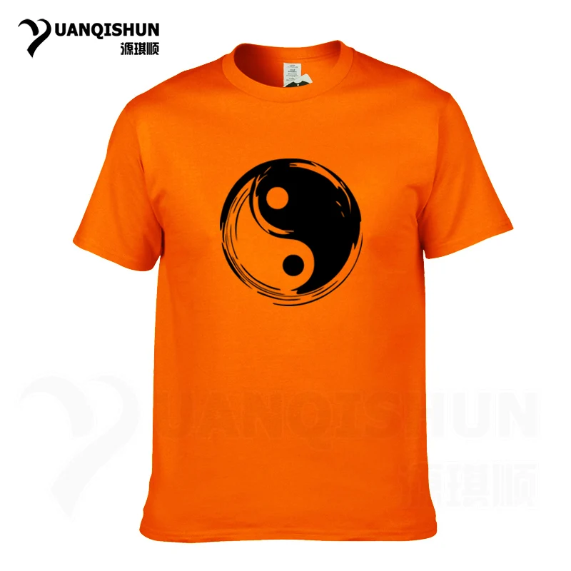 YUANQISHUN модные летние брендовые футболки мужские топы китайские Tai Chi Yin Yang мужские футболки с принтом Удобные Хлопковые футболки