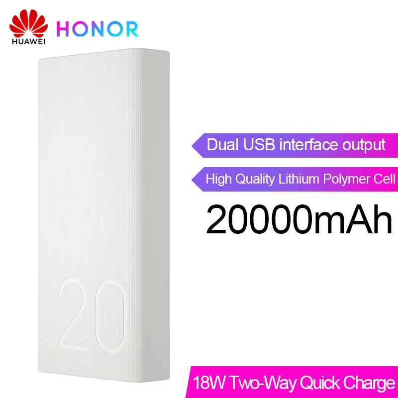 

Huawei Honor Power Bank 2 20000mAh Max 18W Two-way Fast Charge Portable External Battery Pack For Honor 10 V20 Magic 2 Nova 3 4