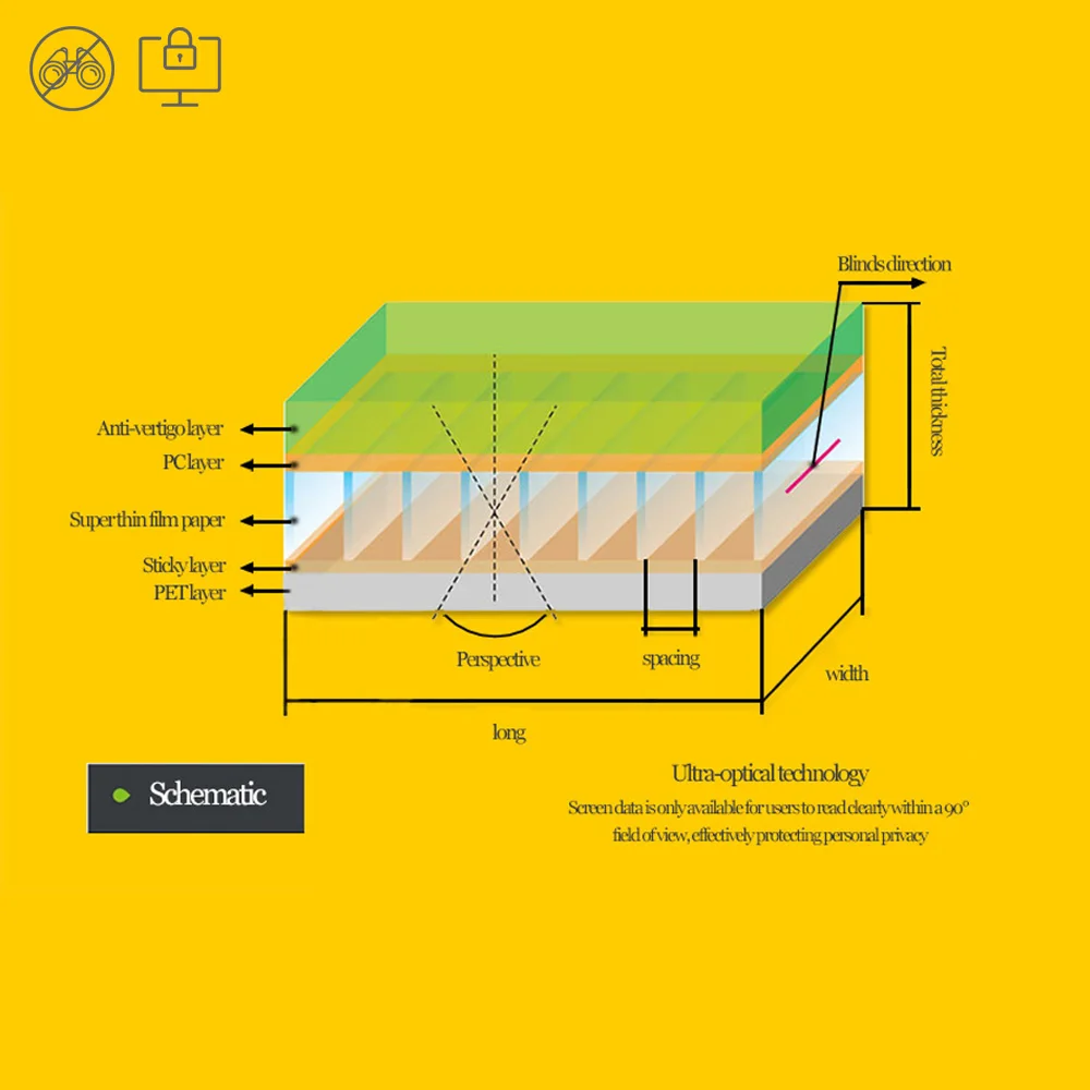 13.3 inch (294mm*165mm) Privacy Filter Anti-spy Screens protective film for 16:9 Laptop