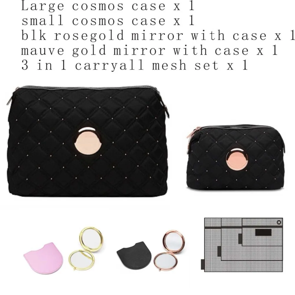 

COSMETIC ITEMS INCLUDE COSMOS CASE LARGE AND SMALL AND MIRROR AND MESH 3 IN 1 COMBO SALE