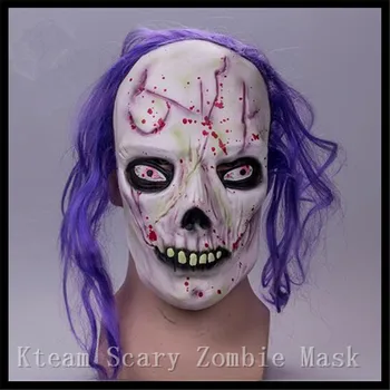 

Hot !!Full Face Scary Zombie Latex Mask Long Hair Horror Masquerade Adult Cosplay Party Halloween Props Haunted House Decoration