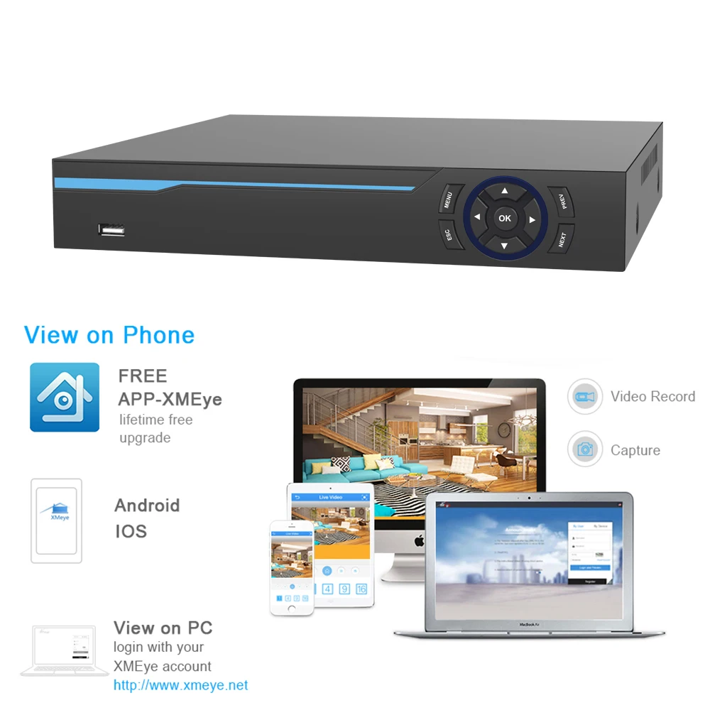 YiiSPO 4CH H.265 POE NVR играть и подключать 48 В 802.3af 1080P CCTV NVR видео безопасности удаленного просмотра наблюдения Onvif P2P support4/5MP