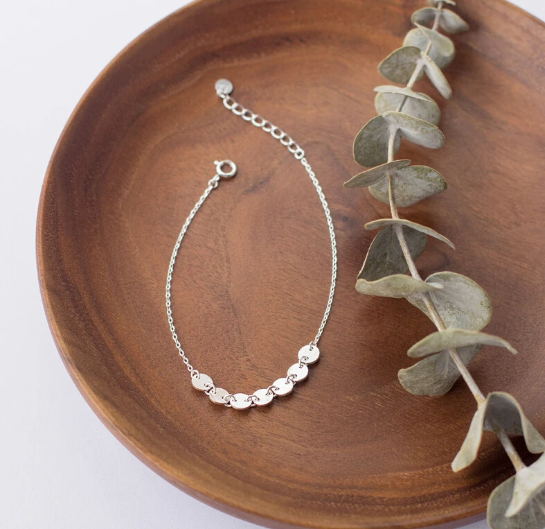 925 Sterling Silver Simple Plain Brushed Round Bracelet A2155in Chain