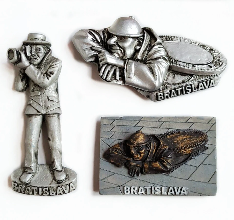 

Slovakia Capital Bratislava Famous Statue - Gummi 3D Fridge Magnets Tourism Souvenirs Refrigerator Magnetic Stickers Home Decor