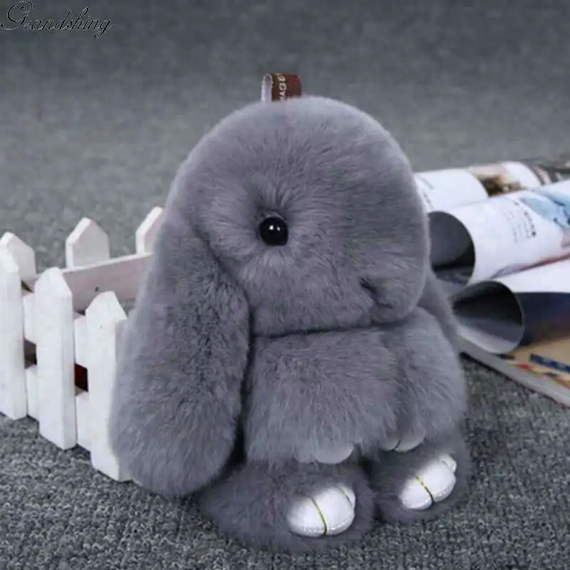 Mini Furs Stuffed Plush Toys 15cm PP Cotton Filling Rabit Car Bag