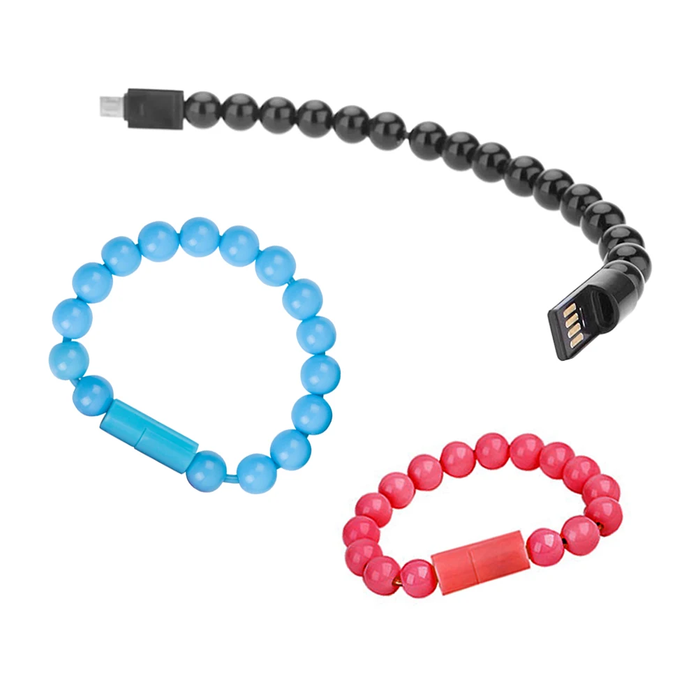 USB зарядный браслет с бусинами ET переносной usb кабель для зарядки телефонов iPhone Type
