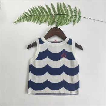 

Lashojas blue white waves knited tank for boys girls kids baby