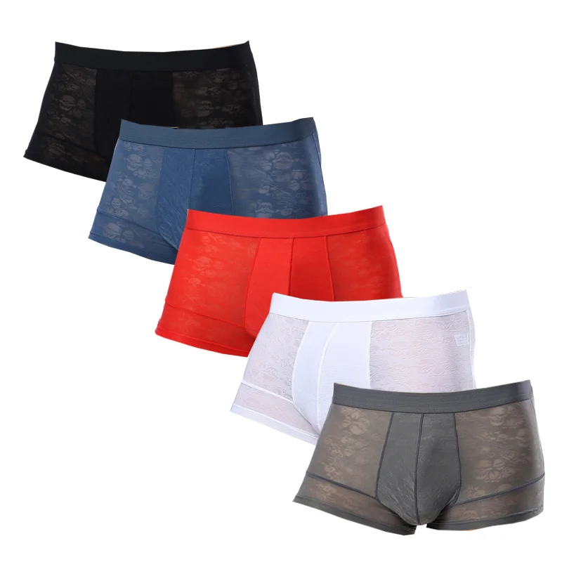 New Men's Boxers Bamboo Fiber Silk Boxer Spandex Underwear Shorts Mens