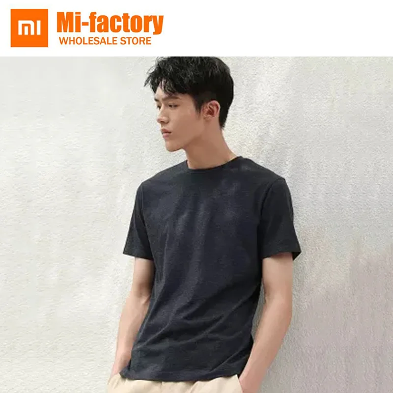 

2Pieces New Xiaomi Summer Short Loose t shirt Solid Color Men Clothing Cotton Comfortable MaleT-shirt Print Casual Man's Tshirt