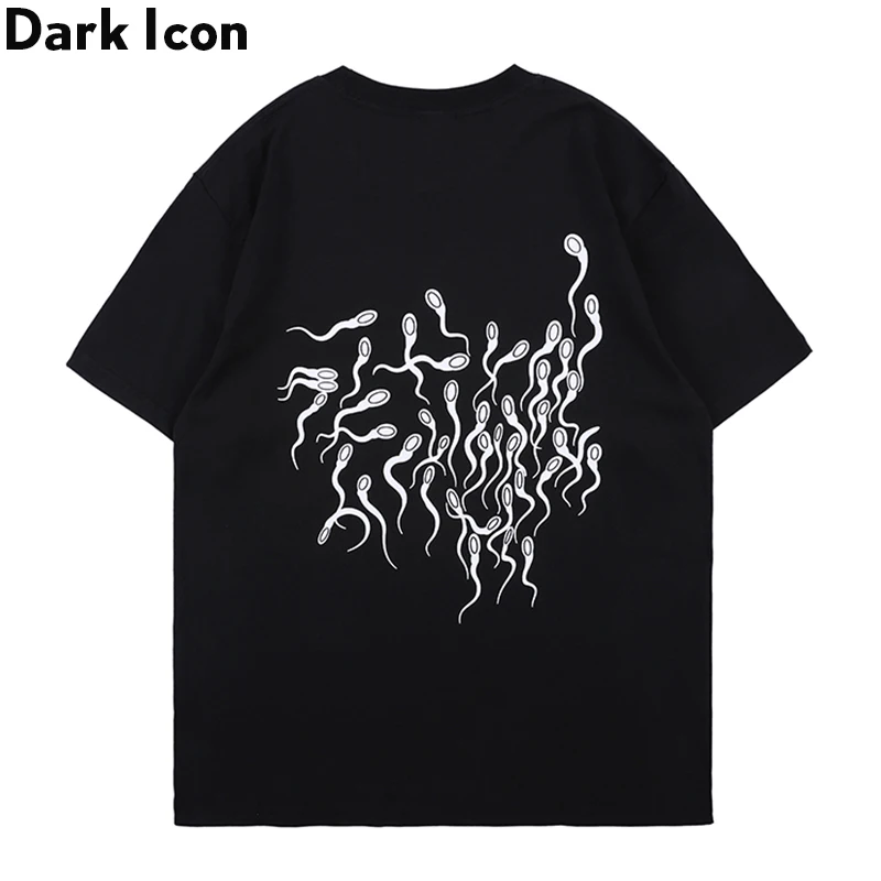 Dark Icon Strong Survive T-shirt Men Summer Crew Neck Hip Hop Tshirt Black Cotton Tee Shirts Streetwear Clothes