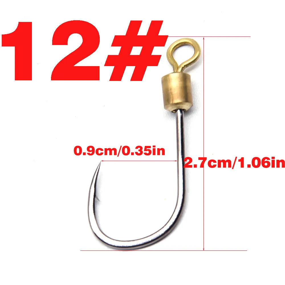 Новые рыболовные крючки 10 шт./лот из высокоуглеродистой стали поворотное кольцо рыболовные крючки 4#6#8#10#12#13#14#15#16# крючки для Червяков - Цвет: 12