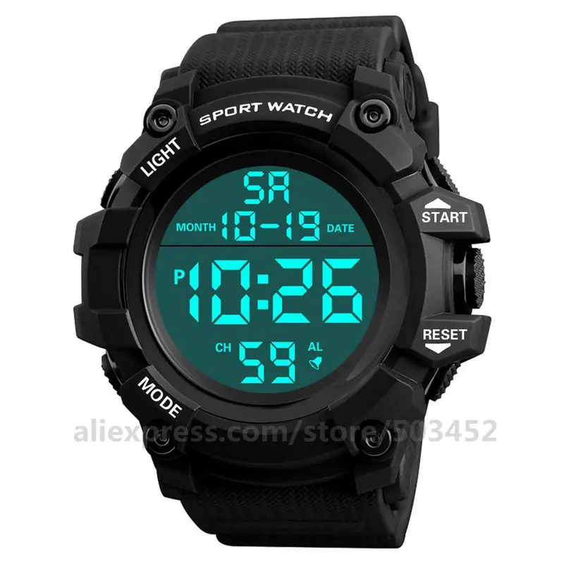 

100pcs/lot New HONHX digital watch lighting display electronic movement PU band digital watch casual sports watch
