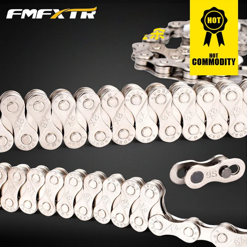 Flash Deal High Quality Bike Chain 8 9 Speed for MTB/Road Bike Magic Buckle 116L Full hollow Cheap bicycle chains Durable Reusable 1