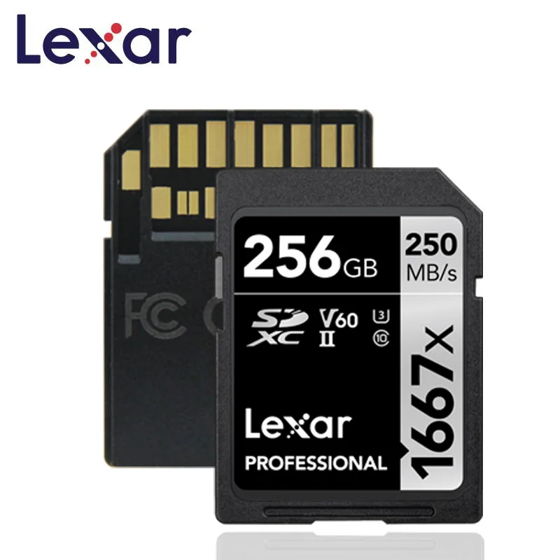 

Original Lexar Professional SD Memory Flash Card 1667x SDXC UHS-II class 10 V60 256GB kart For 1080p 3D 4K video Camera cards