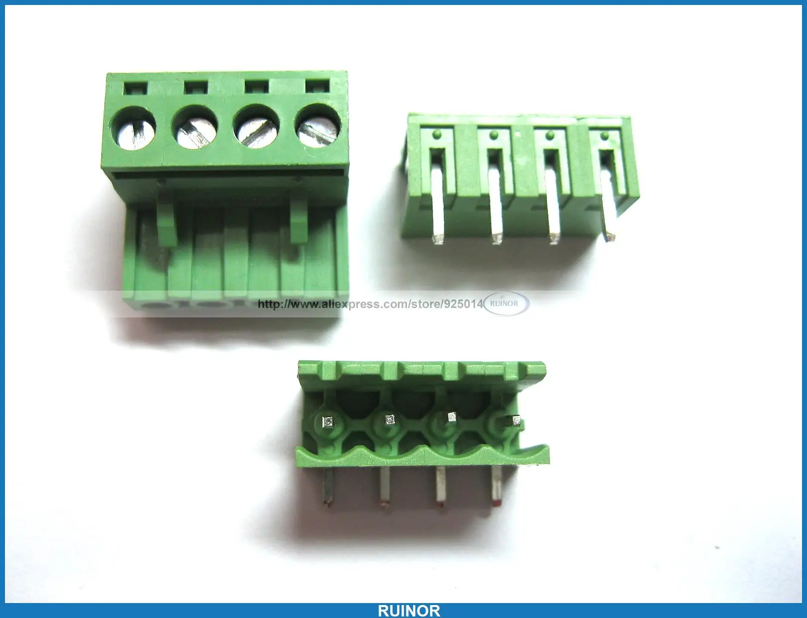

50 Pcs 5 08mm Angle 4 Pin Screw Terminal Block Connector Pluggable Type Green