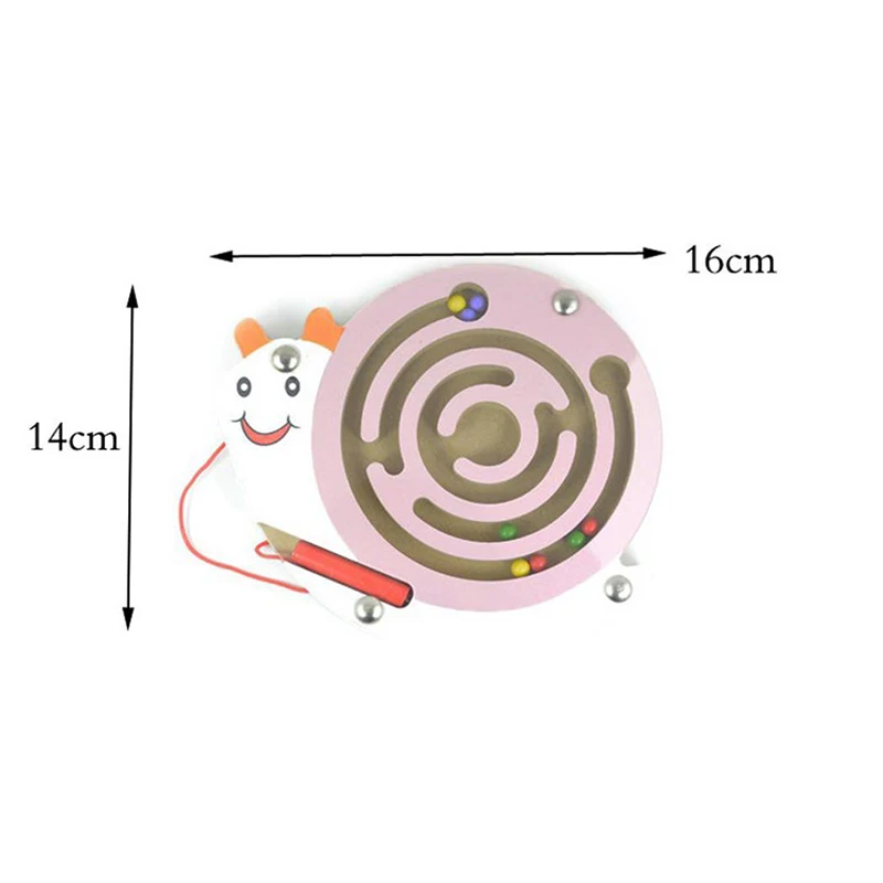 Wooden Magnetic Pen Maze Toys Cute Animal Cartoon Toy Brain Teaser Intellectual Jigsaw Board Kids Early Educational Puzzle Game