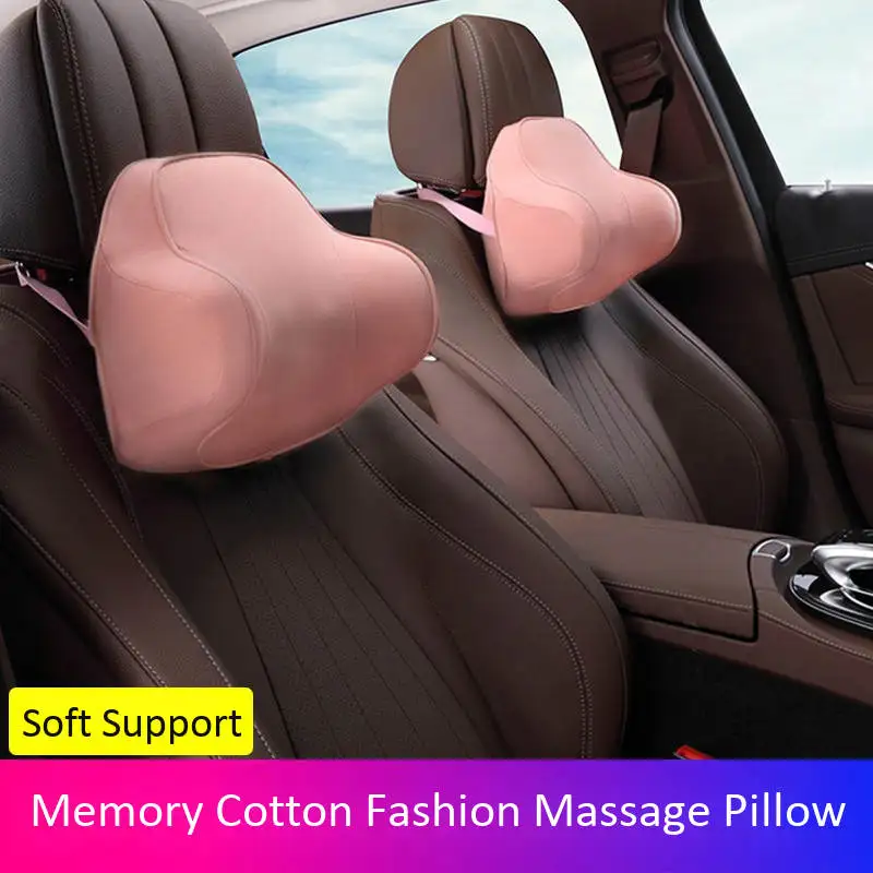 1pcs pink headrest Подушка для шеи автомобиля и поддержка сиденья мягкая подушка из пены с памятью подголовник Аксессуары для салона автомобиля Suzuki Форд Фольксваген Спарта - Цвет: 1pcs pink headrest