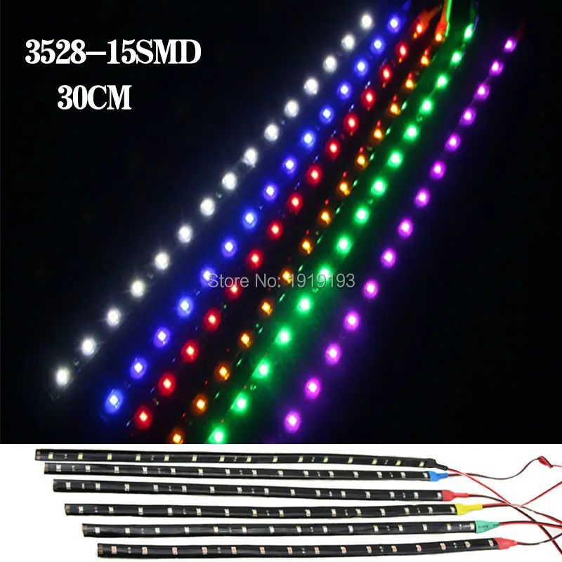 1PCS NEW 6 Color Choice 30cm SMD3528 LED Strip Waterproof DC 12V 15 Crees Ultra Bright