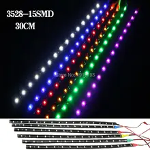 1PCS NEW 6 Color Choice 30cm SMD3528 LED Strip Waterproof DC-12V 15 Crees Ultra Bright LED Light for Motor,Bike,Car decoration