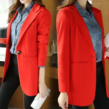 

Female Blazer Office Lady Single Button Blazers New 2018 Spring autumn Slim Candy Colors Jackets Suit Women Casual Blazers