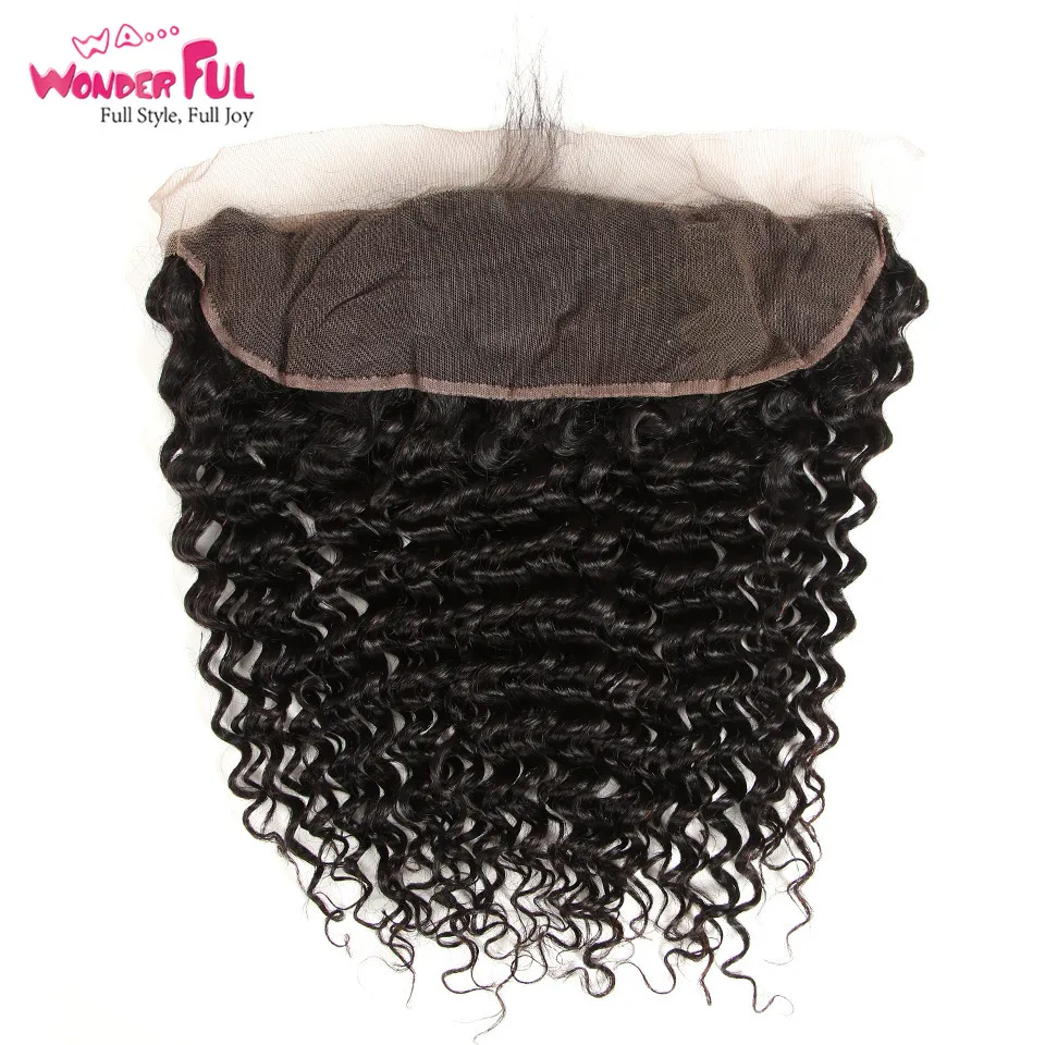 WA...Wonderful Brazilian Deep Wave Frontal Closure Remy Human Hair Frontal 13x4 Lace Frontal Closure With Baby Hair 8-20 Inch