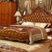 Королевский набор королевская спальня роскошный кожаный изголовье французская кровать мебель