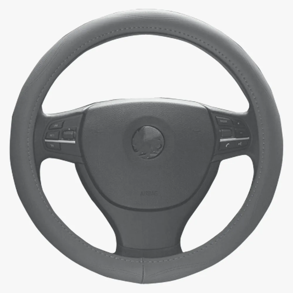 Artificial Grey Steering Wheel Cover Size 38cm for Sports Genuine Auto
