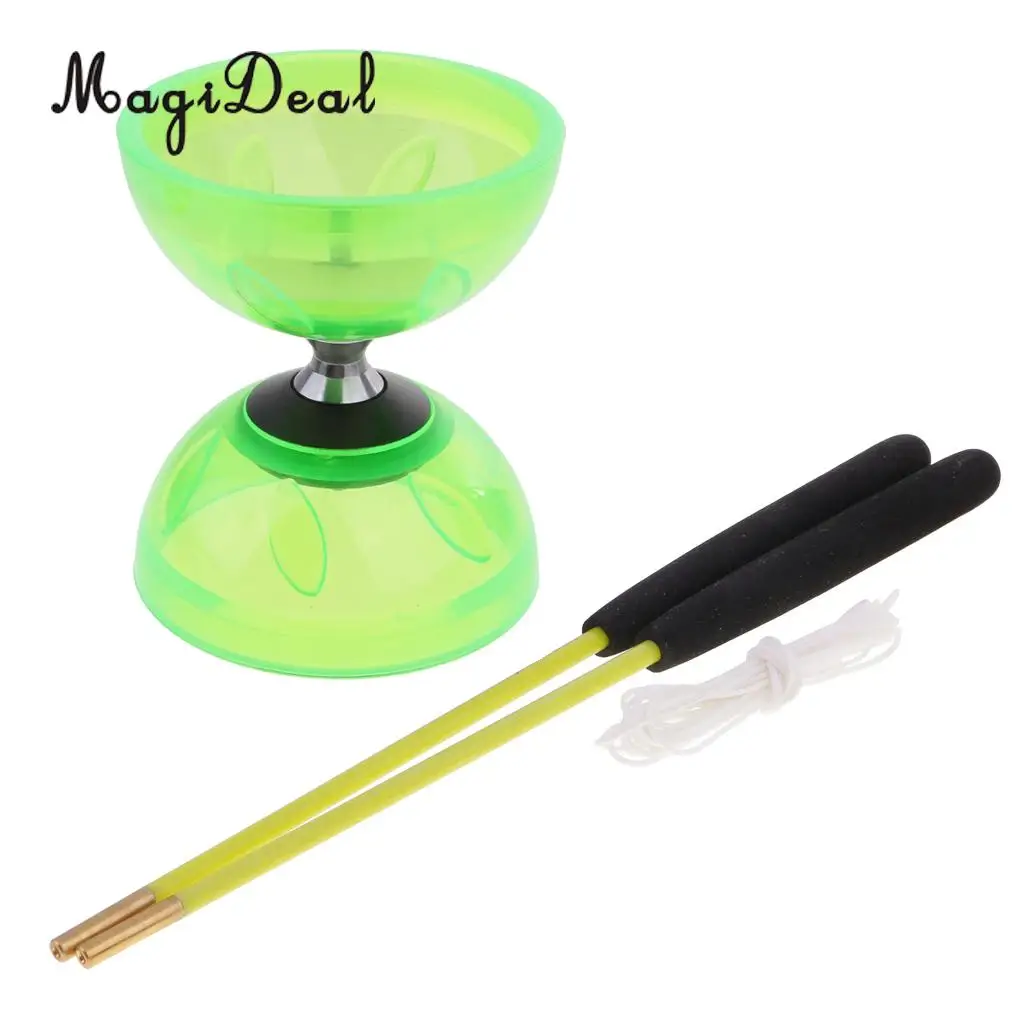 MagiDeal Triple Bearing Juggling Diabolo Toys with Sticks & String 13cm Diameter for Professionals Beginners Kids Adults 4Colors
