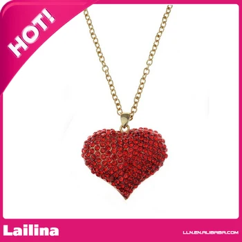 

Lover's Rhinestone 3D Heart Fun Shape Hollow Back Pendant Necklace