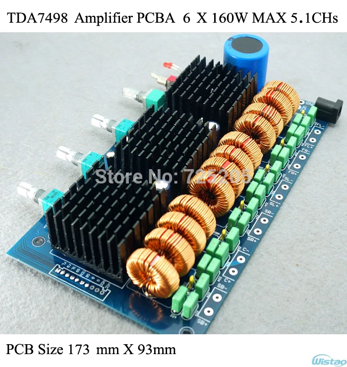 Amplifier PCBA for 6 X 160W (MAX) HIFI Digital Class D TDA7498E Home Car Amp Audio 5.1 CHs DIY | Электроника