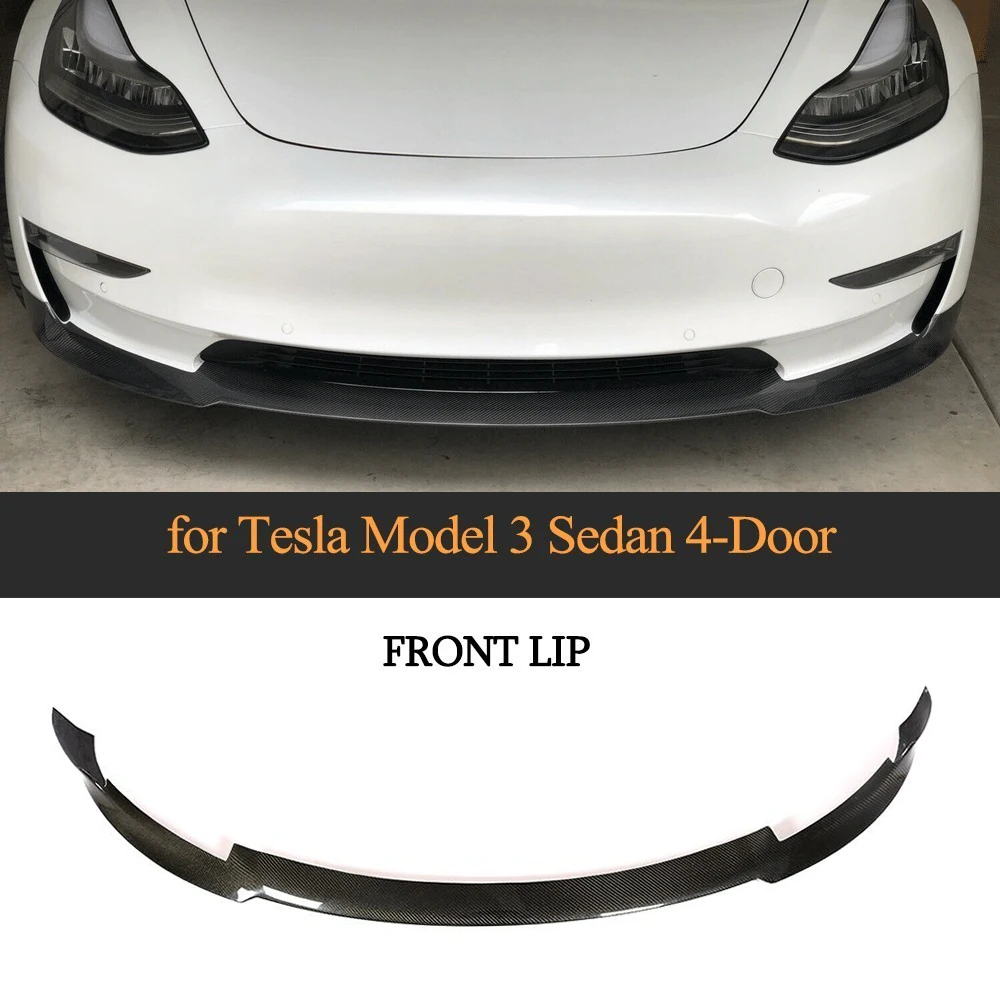 Автомобильный передний бампер спойлер для Tesla Model 3 Base Sedan 4 Door Long Range Gloss / Matte Carbon