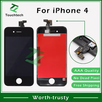 

50PCS/LOT for iPhone 4 LCD No Dead Pixel Assembly Display with Touch Screen Digitizer White/Black Color Replace Parts Free DHL