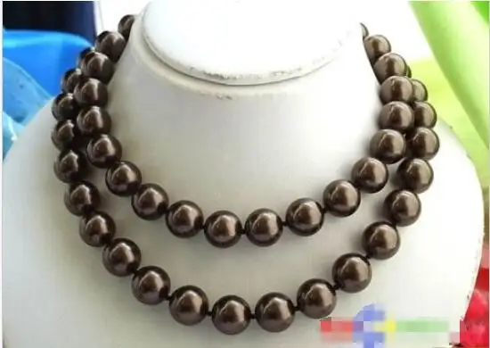 

Hot sale new Style >>>>> 32" 14MM CHOCOLATE ROUND SOUTH SEA SHELL PEARL NECKLACE
