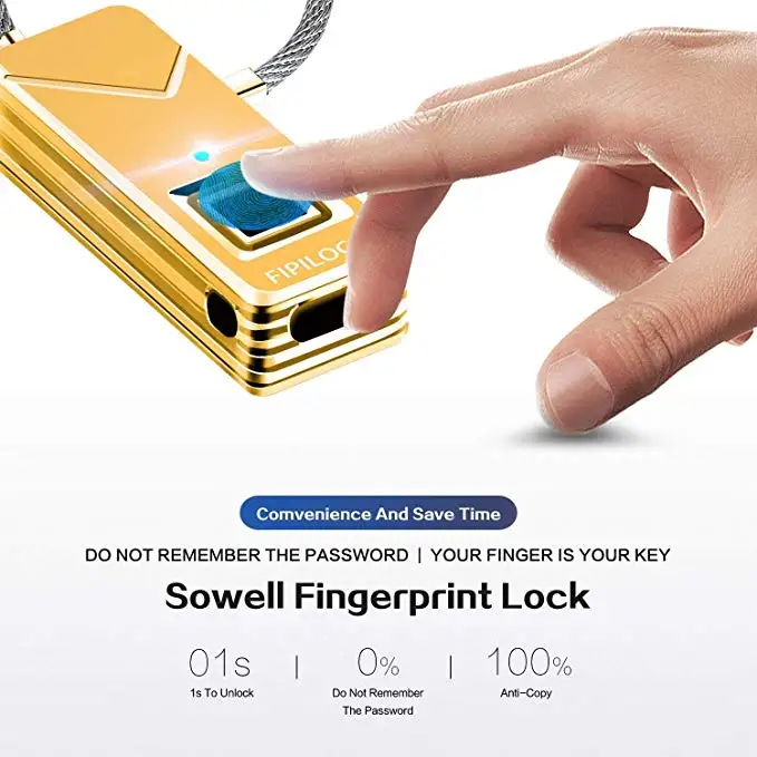 Small Portable Fingerprint Lock Waterproof Biometric Smart Keyless Padlock Anti-theft Safety for Travel Cchool Bag Outdoor |