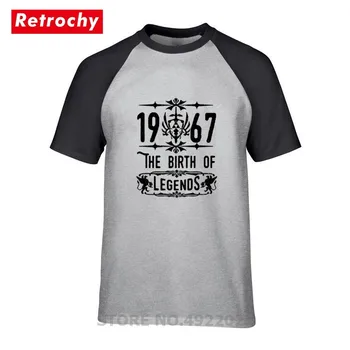 

Birthday 1967 The birth of Legends T Shirt Classic Cotton Men Round Collar Short Sleeve T-shirt Father's Day Gift Vintage Tshirt