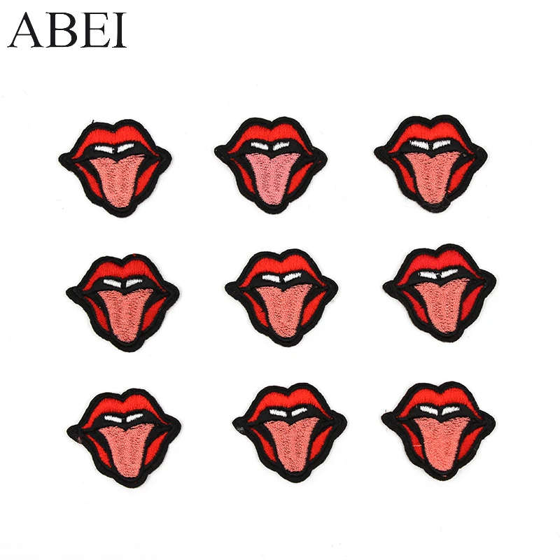 

10pcs/lot Iron Funny Tongue Patches Embroidered Bags Appliqued Iron on Clothes Jeans Appliques Diy Pants Shoes Stickers Badge