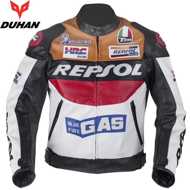 DUHAN moto GP moto rcycle REPSOL гоночная кожаная куртка VS02 оранжевый синий M L XL XXL 3XL хорошая искусственная кожа Сделано высокое качество быстрая