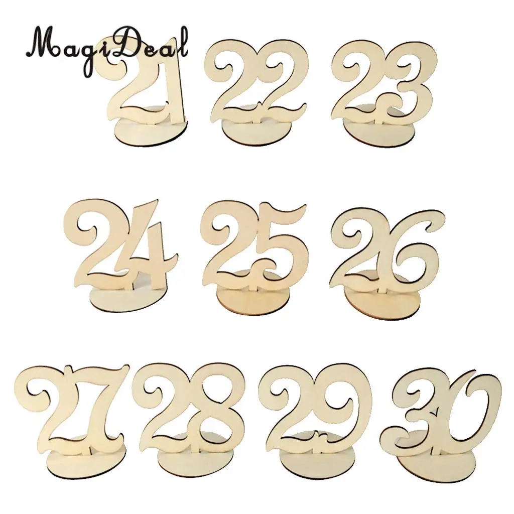 MagiDeal Rustic 1 to 40 Figures Numbers Wooden Table Numbers Wedding Birthday Party Baby Shower Tabletop Decor