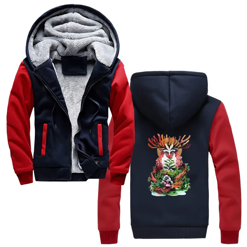 

Princess Mononoke Hoodies Men Fashion Fantastic Harajuku Miyazaki Ghibli Hooded Deer God Of The Forest Thick Zipper Sweatshirt