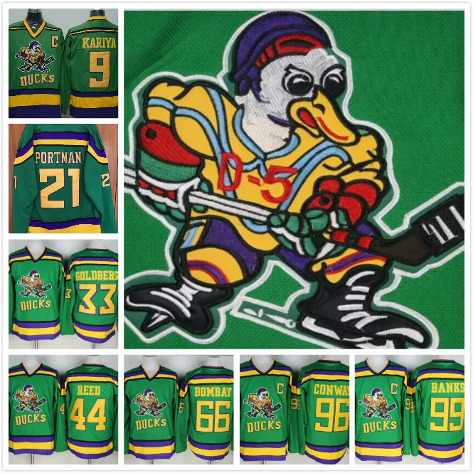 Retro Ice Hockey Jersey Mighty Ducks Movie Jerseys 9 21 33 44 66