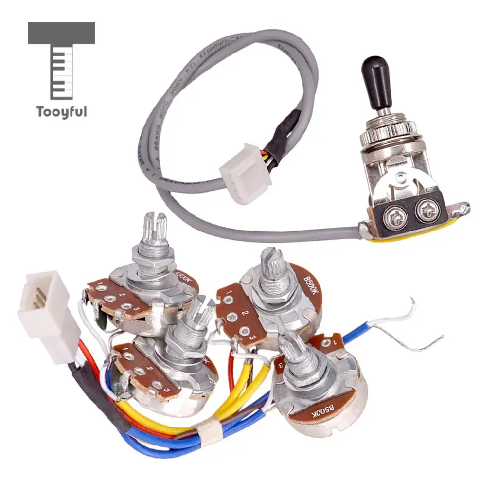 Tooyful Electric Guitar Accs Circuit Wiring Kit A500K B500K Pots 3 Way Toggle Switch for LP