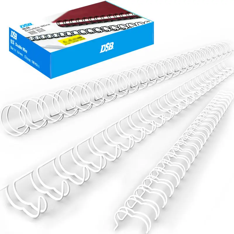 DSB Double Wire Binding Spines, 11.1 mm Diameter, Black, White, 95