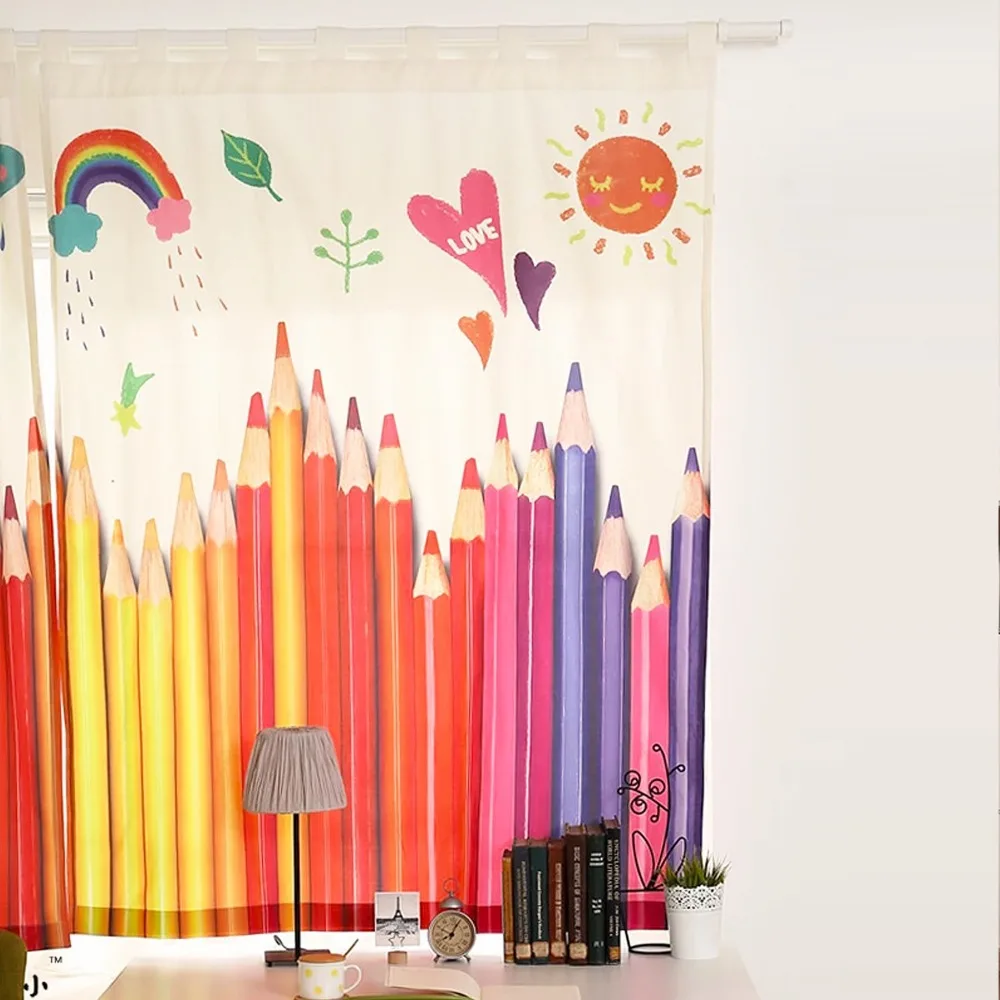 De estilo moderno de colores lápiz impreso cortinas patrón para los
