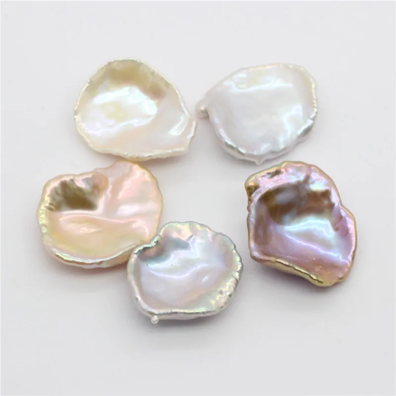 

DIY 20-23mm natural freshwater pearl keshi cornflake good luster free form irregular lavender grayish pearl no hole