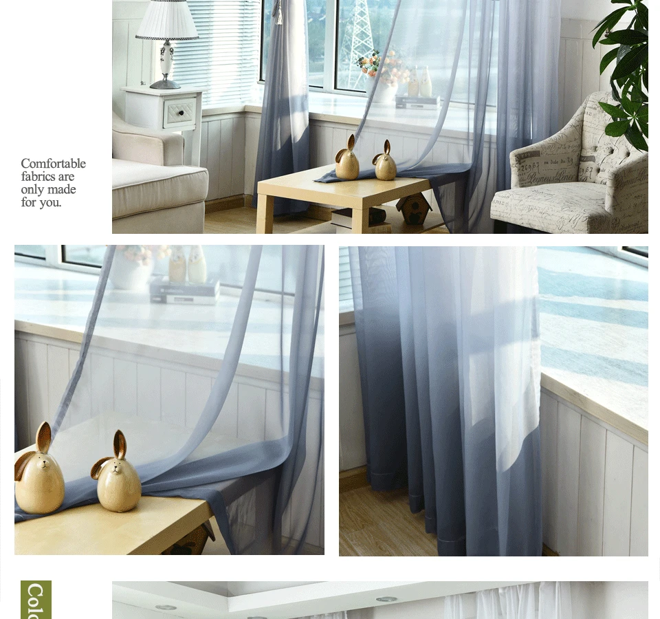 Градиентные цветные занавески для современные шторы в спальню для гостиной отвесные ткани вуаль тюль занавески Оконное украшение для штор