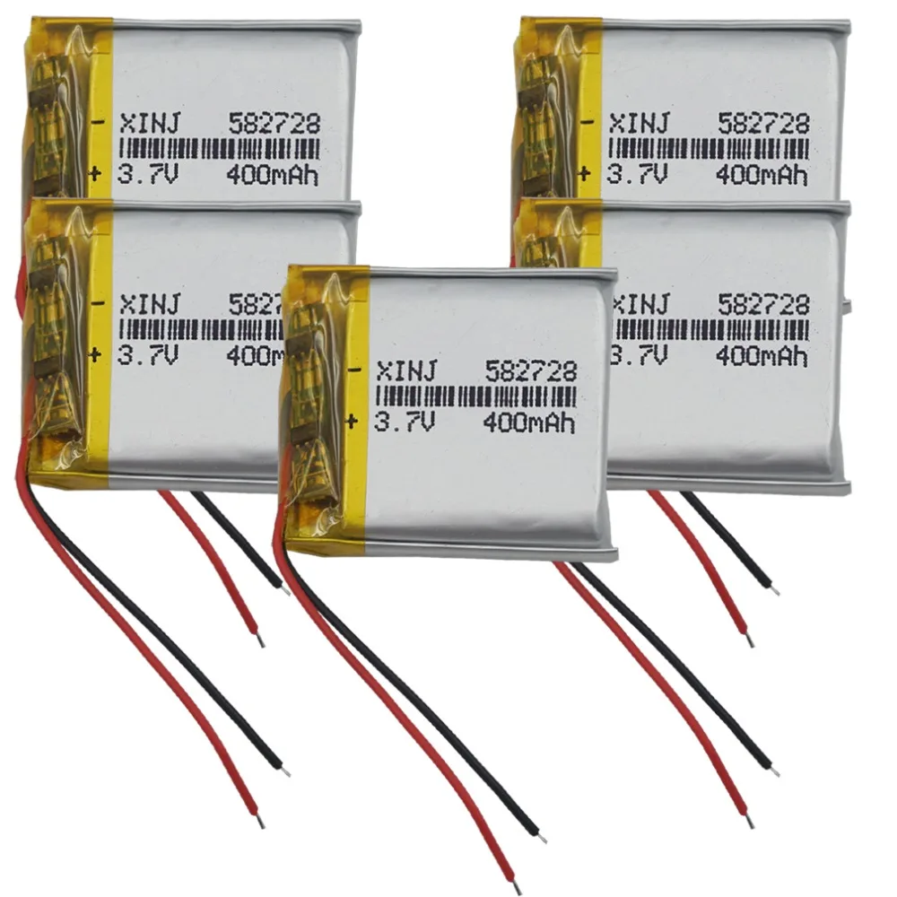 XINJ 5 шт. 3,7 в 400 мАч литий-полимерный аккумулятор li-po для умных часов, телефонных часов, Bluetooth навигации, музыкального плеера 582728