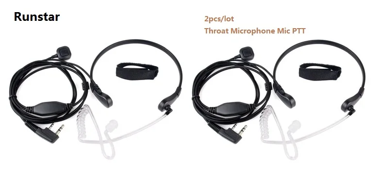 

2pcs 2pin K type eaphone Throat Microphone Mic PTT Laryngofon Air Tube Headset Earpiece for Baofemg Walkie Talkie CB Radio UV-5R