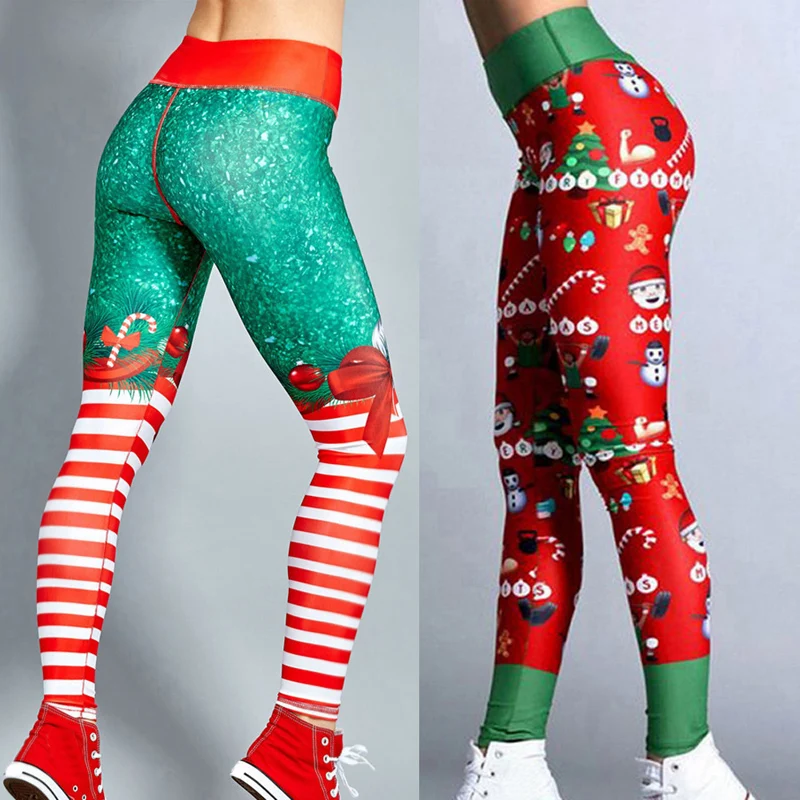 Vertvie 2018 Christmas Printing Leggings Put Hip Elastic
